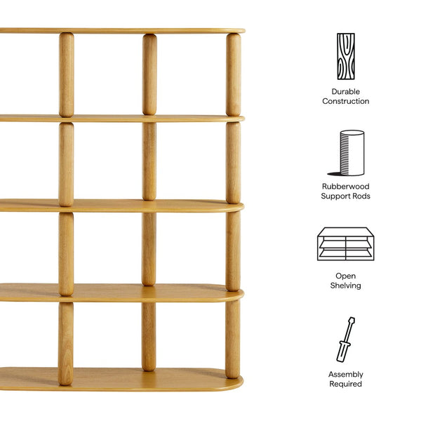Modway Furniture Arcus 4-Tier Oval Wood Bookshelf – Elegant Oak Design for Stylish Storage in Any Room, 60" Tall EEI-7347-OAK