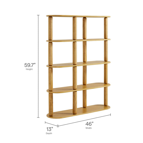 Modway Furniture Arcus 4-Tier Oval Wood Bookshelf – Elegant Oak Design for Stylish Storage in Any Room, 60" Tall EEI-7347-OAK