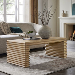 Modway Furniture Canto Rectangular Coffee Table – Sculptural Modern Design in Weathered Oak for Stylish Living Rooms EEI-7348-WOA