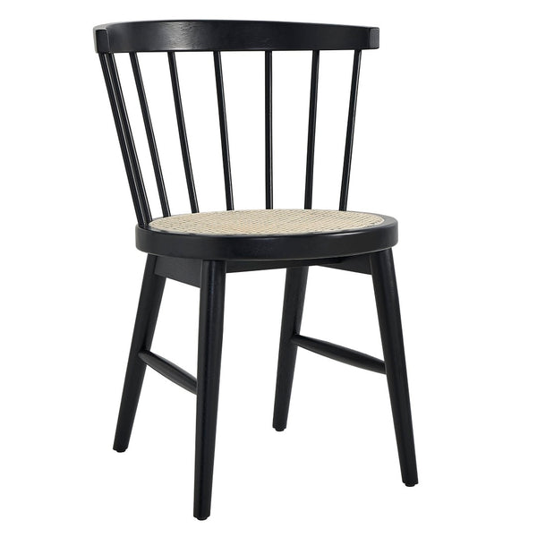 Modway Furniture Lykke Curved Spindle Back Dining Chairs Set of 2 - Modern Farmhouse Style for Comfort and Durability Black EEI-7350-BLK