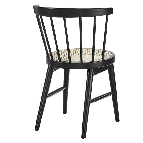 Modway Furniture Lykke Curved Spindle Back Dining Chairs Set of 2 - Modern Farmhouse Style for Comfort and Durability Black EEI-7350-BLK