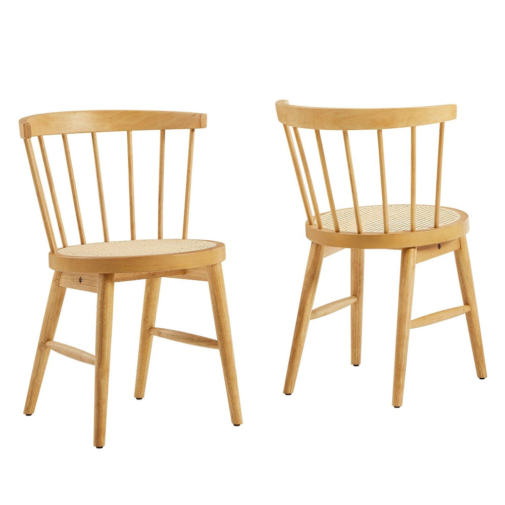 Modway Furniture Lykke Curved Spindle Back Dining Chairs Set of 2 - Modern Farmhouse Style for Comfort and Durability Natural EEI-7350-NAT