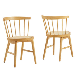 Modway Furniture Lykke Curved Spindle Back Dining Chairs Set of 2 - Modern Farmhouse Style for Comfort and Durability Natural EEI-7350-NAT