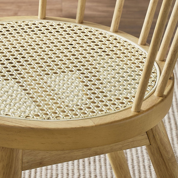 Modway Furniture Lykke Curved Spindle Back Dining Chairs Set of 2 - Modern Farmhouse Style for Comfort and Durability Natural EEI-7350-NAT