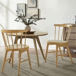 Modway Furniture Lykke Curved Spindle Back Dining Chairs Set of 2 - Modern Farmhouse Style for Comfort and Durability Natural EEI-7350-NAT