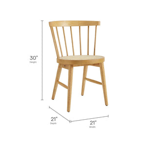 Modway Furniture Lykke Curved Spindle Back Dining Chairs Set of 2 - Modern Farmhouse Style for Comfort and Durability Natural EEI-7350-NAT