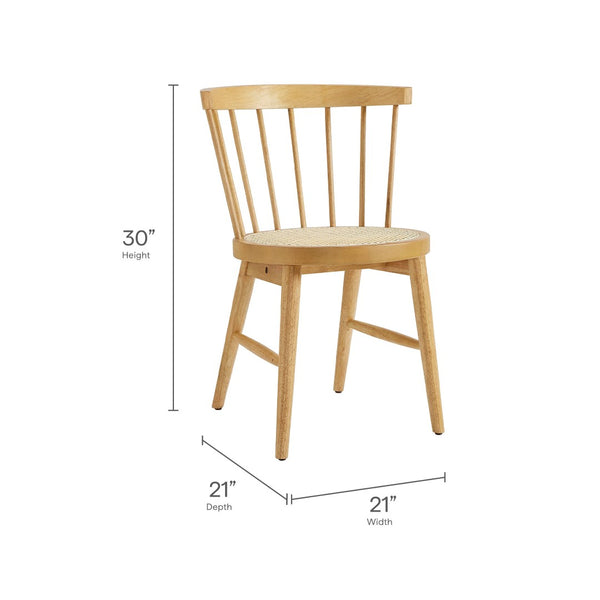 Modway Furniture Lykke Curved Spindle Back Dining Chairs Set of 2 - Modern Farmhouse Style for Comfort and Durability Natural EEI-7350-NAT