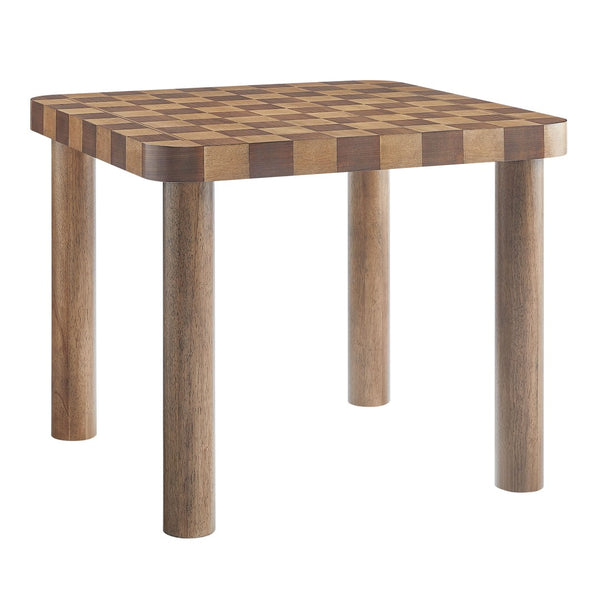 Modway Furniture Oscar 36 Inch Square Checkered Dining Table - Vintage-Inspired Design for Stylish Dining Spaces Walnut and Dark Walnut EEI-7351-DWC