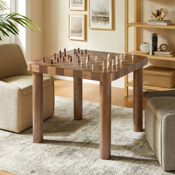 Modway Furniture Oscar 36 Inch Square Checkered Dining Table - Vintage-Inspired Design for Stylish Dining Spaces Walnut and Dark Walnut EEI-7351-DWC
