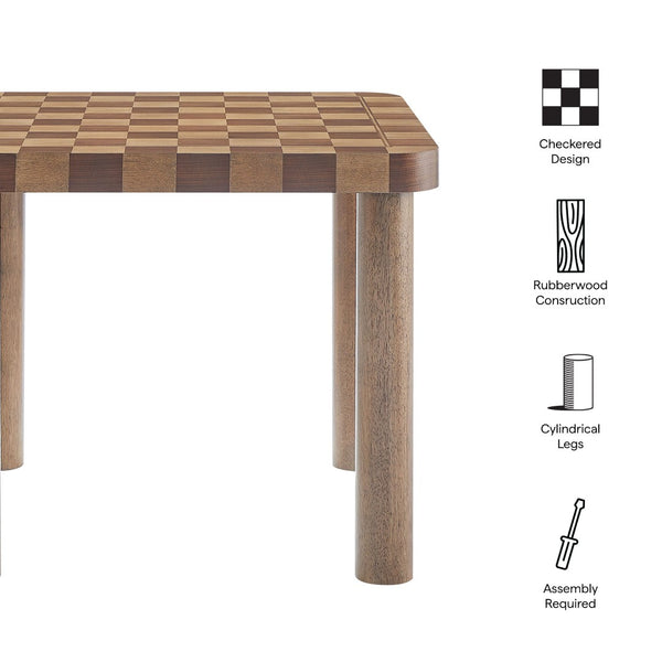 Modway Furniture Oscar 36 Inch Square Checkered Dining Table - Vintage-Inspired Design for Stylish Dining Spaces Walnut and Dark Walnut EEI-7351-DWC