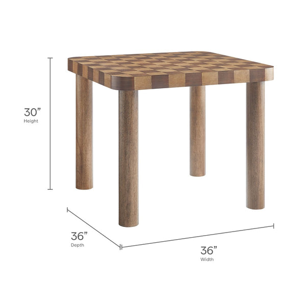 Modway Furniture Oscar 36 Inch Square Checkered Dining Table - Vintage-Inspired Design for Stylish Dining Spaces Walnut and Dark Walnut EEI-7351-DWC