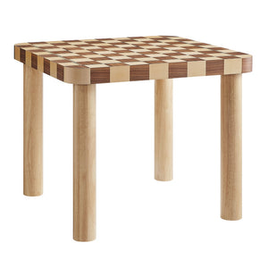 Modway Furniture Oscar 36 Inch Square Checkered Dining Table - Vintage-Inspired Design for Stylish Dining Spaces Oak and Walnut EEI-7351-OWC