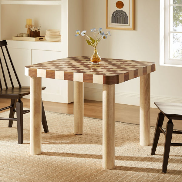 Modway Furniture Oscar 36 Inch Square Checkered Dining Table - Vintage-Inspired Design for Stylish Dining Spaces Oak and Walnut EEI-7351-OWC