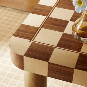 Modway Furniture Oscar 36 Inch Square Checkered Dining Table - Vintage-Inspired Design for Stylish Dining Spaces Oak and Walnut EEI-7351-OWC