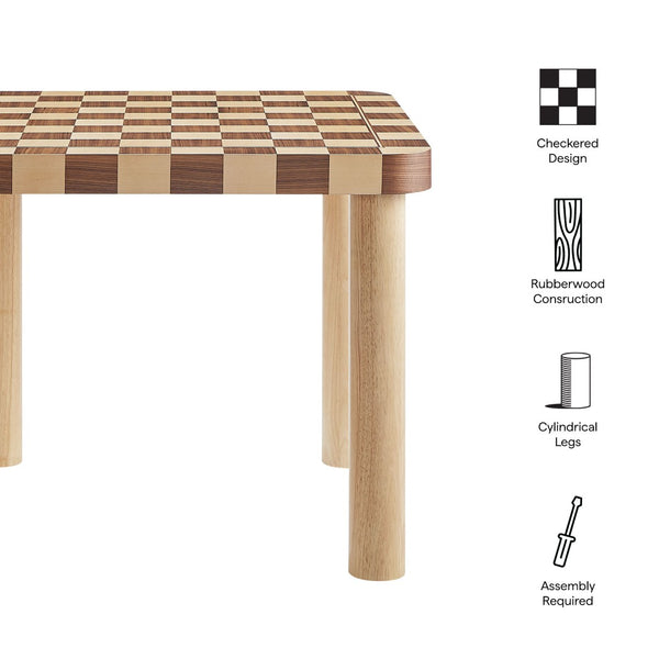 Modway Furniture Oscar 36 Inch Square Checkered Dining Table - Vintage-Inspired Design for Stylish Dining Spaces Oak and Walnut EEI-7351-OWC