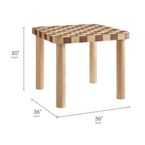Modway Furniture Oscar 36 Inch Square Checkered Dining Table - Vintage-Inspired Design for Stylish Dining Spaces Oak and Walnut EEI-7351-OWC