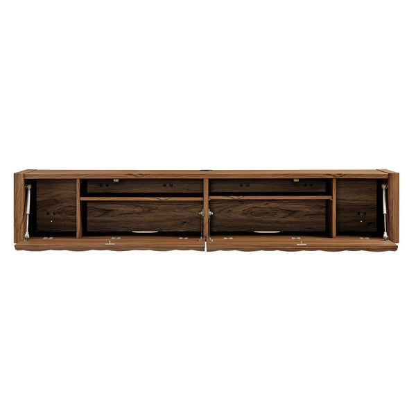 Modway Furniture Emric 71" Floating Wall-Mounted TV Cabinet - Modern Walnut Media Stand with Sleek Storage Solutions EEI-7352-WAL