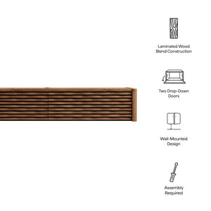 Modway Furniture Emric 71" Floating Wall-Mounted TV Cabinet - Modern Walnut Media Stand with Sleek Storage Solutions EEI-7352-WAL