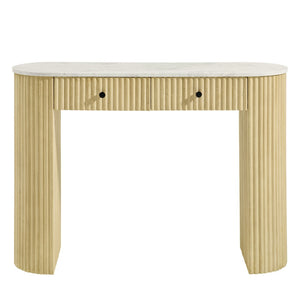 Modway Furniture Caldera 42" Curved Console Table - Elegant Solid Wood & Marble Design with Storage for Home Décor EEI-7353-NAT