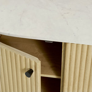 Modway Furniture Caldera 60" Curved Solid Wood & Marble Sideboard - Stylish Storage Cabinet for Modern Spaces EEI-7355-NAT