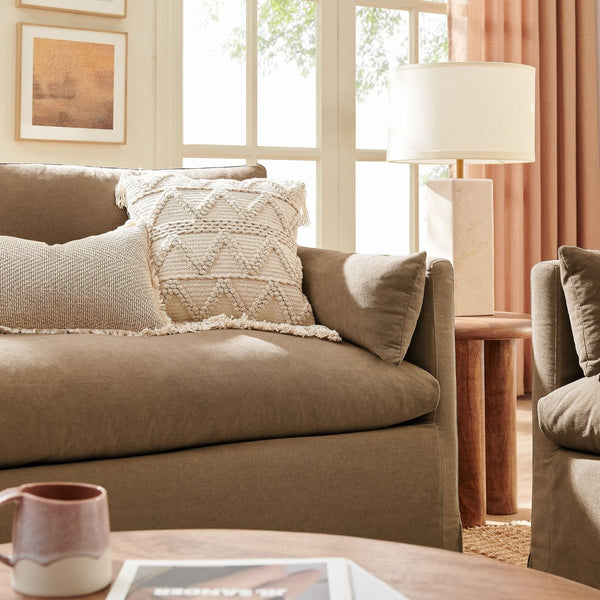 Modway Furniture Wellfleet Modway Slipcovered Loveseat with Down Blend Cushions and Tailored Piping Almond EEI-7356-ALM