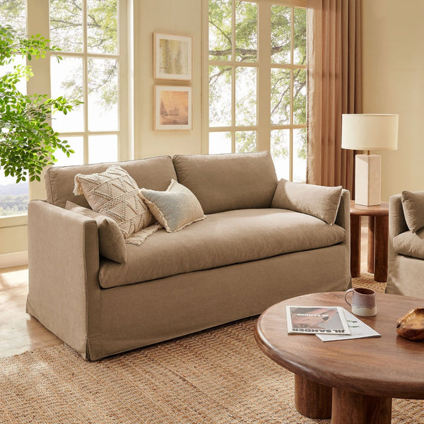Modway Furniture Wellfleet Modway Slipcovered Loveseat with Down Blend Cushions and Tailored Piping Almond EEI-7356-ALM