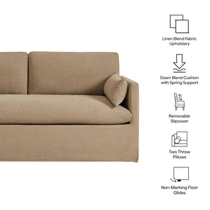 Modway Furniture Wellfleet Modway Slipcovered Loveseat with Down Blend Cushions and Tailored Piping Almond EEI-7356-ALM