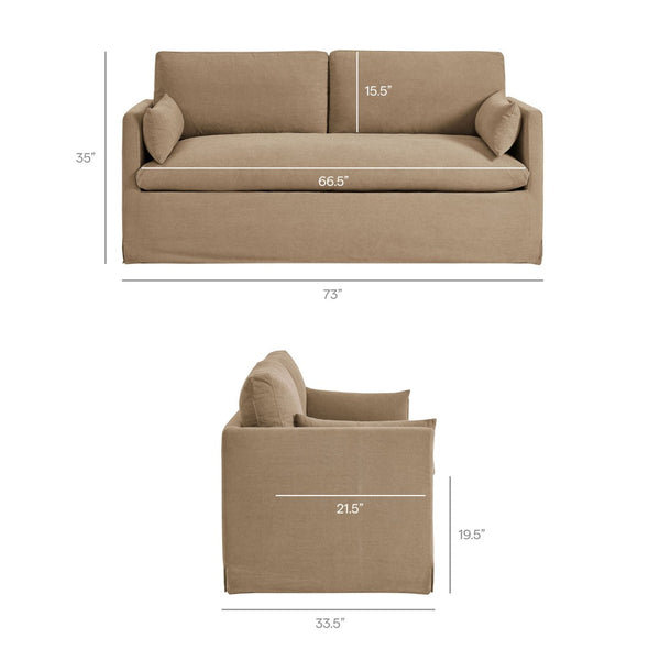 Modway Furniture Wellfleet Modway Slipcovered Loveseat with Down Blend Cushions and Tailored Piping Almond EEI-7356-ALM