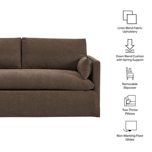 Modway Furniture Wellfleet Modway Slipcovered Loveseat with Down Blend Cushions and Tailored Piping Cocoa EEI-7356-COA