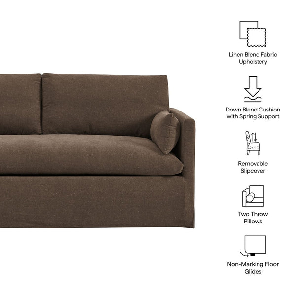 Modway Furniture Wellfleet Modway Slipcovered Loveseat with Down Blend Cushions and Tailored Piping Cocoa EEI-7356-COA