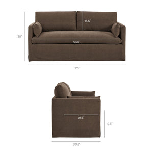 Modway Furniture Wellfleet Modway Slipcovered Loveseat with Down Blend Cushions and Tailored Piping Cocoa EEI-7356-COA