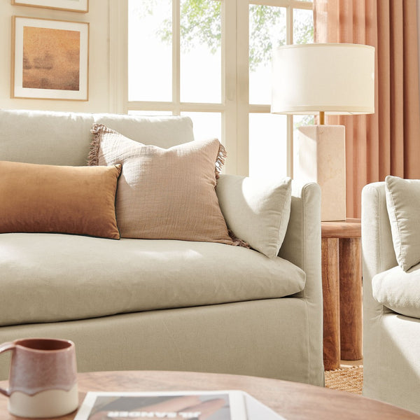 Modway Furniture Wellfleet Modway Slipcovered Loveseat with Down Blend Cushions and Tailored Piping Linen EEI-7356-LIN
