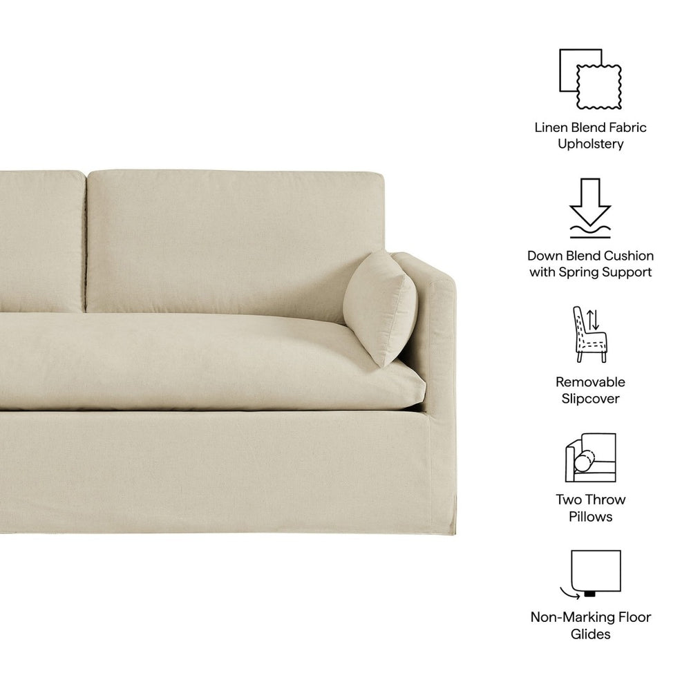 Modway Furniture Wellfleet Modway Slipcovered Loveseat with Down Blend Cushions and Tailored Piping Linen EEI-7356-LIN