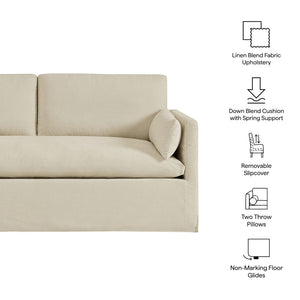 Modway Furniture Wellfleet Modway Slipcovered Loveseat with Down Blend Cushions and Tailored Piping Linen EEI-7356-LIN