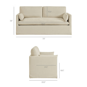 Modway Furniture Wellfleet Modway Slipcovered Loveseat with Down Blend Cushions and Tailored Piping Linen EEI-7356-LIN