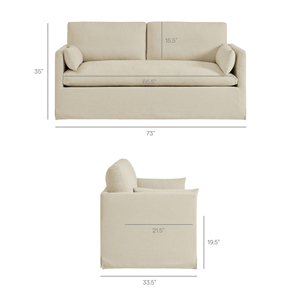 Modway Furniture Wellfleet Modway Slipcovered Loveseat with Down Blend Cushions and Tailored Piping Linen EEI-7356-LIN