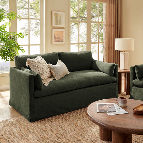 Modway Furniture Wellfleet Modway Slipcovered Loveseat with Down Blend Cushions and Tailored Piping Sage EEI-7356-SGE