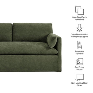 Modway Furniture Wellfleet Modway Slipcovered Loveseat with Down Blend Cushions and Tailored Piping Sage EEI-7356-SGE