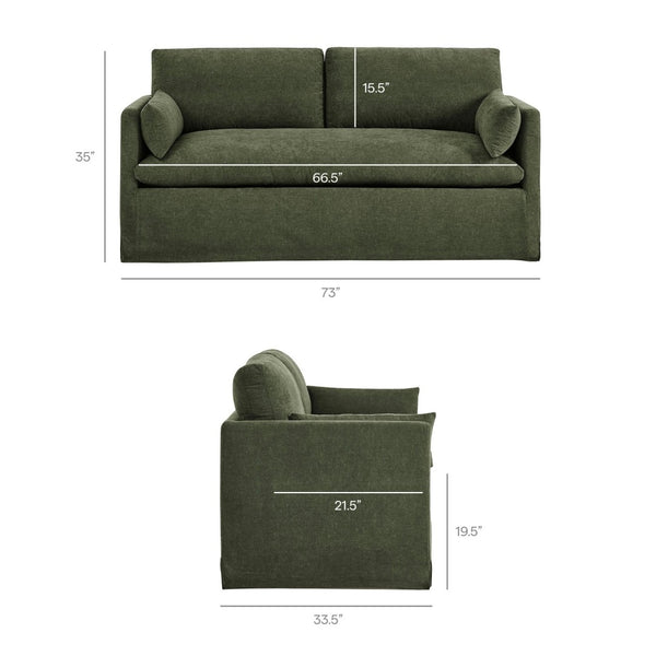 Modway Furniture Wellfleet Modway Slipcovered Loveseat with Down Blend Cushions and Tailored Piping Sage EEI-7356-SGE