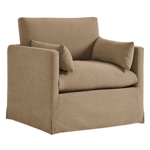 Modway Furniture Wellfleet Modway Slipcovered Armchair with Down Blend Cushion and French Piping Trim Almond EEI-7357-ALM