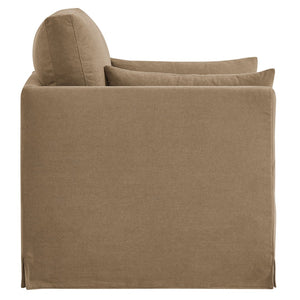 Modway Furniture Wellfleet Modway Slipcovered Armchair with Down Blend Cushion and French Piping Trim Almond EEI-7357-ALM