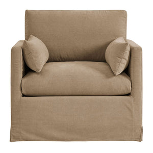 Modway Furniture Wellfleet Modway Slipcovered Armchair with Down Blend Cushion and French Piping Trim Almond EEI-7357-ALM