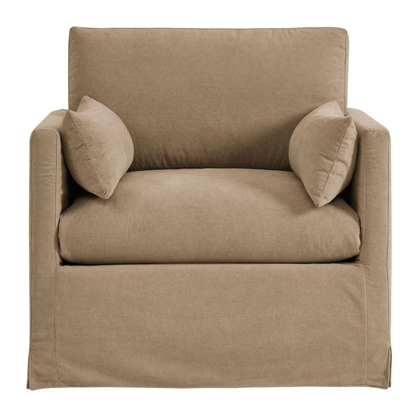 Modway Furniture Wellfleet Modway Slipcovered Armchair with Down Blend Cushion and French Piping Trim Almond EEI-7357-ALM