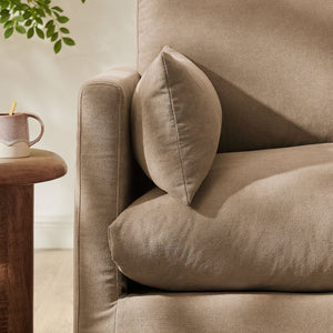Modway Furniture Wellfleet Modway Slipcovered Armchair with Down Blend Cushion and French Piping Trim Almond EEI-7357-ALM