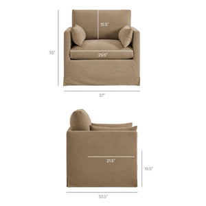 Modway Furniture Wellfleet Modway Slipcovered Armchair with Down Blend Cushion and French Piping Trim Almond EEI-7357-ALM