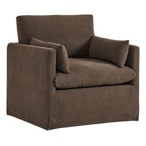 Modway Furniture Wellfleet Modway Slipcovered Armchair with Down Blend Cushion and French Piping Trim Cocoa EEI-7357-COA