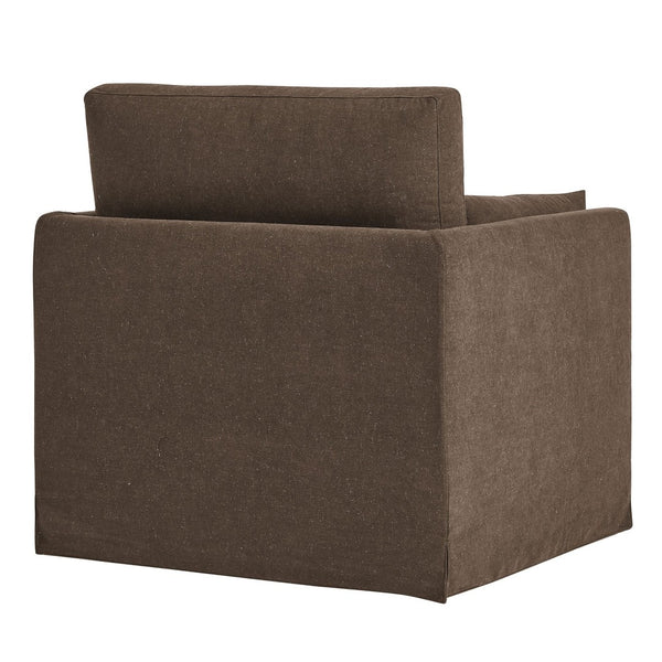 Modway Furniture Wellfleet Modway Slipcovered Armchair with Down Blend Cushion and French Piping Trim Cocoa EEI-7357-COA