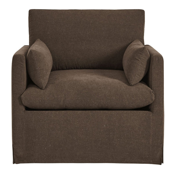 Modway Furniture Wellfleet Modway Slipcovered Armchair with Down Blend Cushion and French Piping Trim Cocoa EEI-7357-COA