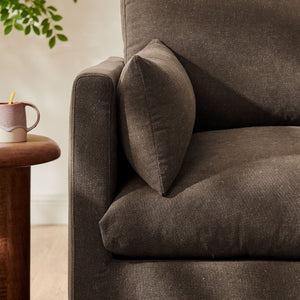 Modway Furniture Wellfleet Modway Slipcovered Armchair with Down Blend Cushion and French Piping Trim Cocoa EEI-7357-COA
