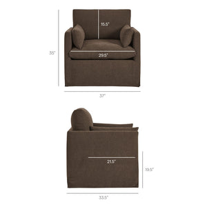 Modway Furniture Wellfleet Modway Slipcovered Armchair with Down Blend Cushion and French Piping Trim Cocoa EEI-7357-COA